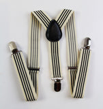 Boys Adjustable Latte & Black Striped Patterned Suspenders