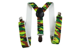 Boys Adjustable Army Lime Camouflage Patterned Suspenders