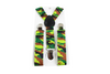Boys Adjustable Army Lime Camouflage Patterned Suspenders