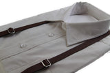 Boys Adjustable Faux Leather Thin Brown Suspenders