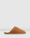 Mens Hush Puppies Sled Slippers Slip On Shoes Chestnut Leather Wool