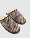 Mens Hush Puppies Sled Slippers Slip On Shoes Natural Plaid Leather Wool