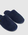 Mens Hush Puppies Sled Slippers Slip On Shoes Navy Leather Wool