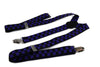 Mens Adjustable Black & Dark Purple Checkered Patterned Suspenders