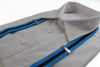 Mens Adjustable Light Blue & Black Striped Patterned Suspenders