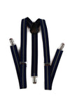 Mens Adjustable Black, Navy & Grey Striped Patterned Suspenders