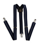 Mens Adjustable Black, Navy & Grey Striped Patterned Suspenders