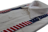 Mens Adjustable American Flag Patterned Suspenders