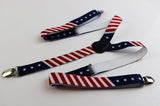 Mens Adjustable American Flag Patterned Suspenders