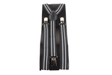 Mens Adjustable Black And 2 White Stripes Patterned Suspenders