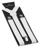 Adjustable 100cm White Adult Mens Suspenders