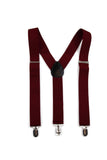 Wide Heavy Duty Adjustable 100cm Maroon Adult Mens Suspenders