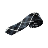 Mens Black & White Zig Zag Stripe 5cm Skinny Neck Tie