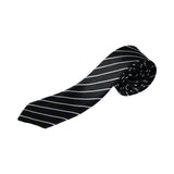 Mens Black & White Thin Stripe 5cm Skinny Neck Tie