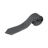 Mens White & Black Thin Diagonal Stripe 5cm Skinny Neck Tie