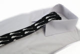 Mens Black & White Guitar 5cm Skinny Neck Tie