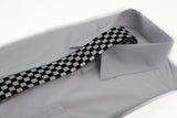 Mens Black & White Check 5cm Skinny Neck Tie