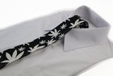 Mens Black & White Flower 5cm Skinny Neck Tie