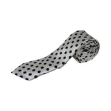 Mens White & Black Polka Dot 5cm Skinny Neck Tie