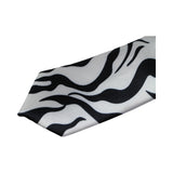 Mens White & Black Zebra 5cm Skinny Neck Tie