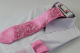 Mens Light Pink & Pink Boho Paisley Matching Neck Tie, Pocket Square, Cuff Links And Tie Clip Set