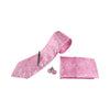 Mens Light Pink & Pink Boho Paisley Matching Neck Tie, Pocket Square, Cuff Links And Tie Clip Set