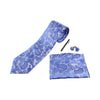 Mens Cornflower Blue & Baby Blue Boho Paisley Matching Neck Tie, Pocket Square, Cuff Links And Tie Clip Set