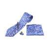 Mens Cornflower Blue & Baby Blue Boho Paisley Matching Neck Tie, Pocket Square, Cuff Links And Tie Clip Set