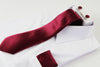 Mens Maroon Matching Neck Tie, Pocket Square, Cuff Links And Tie Clip Set