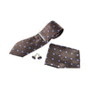 Mens Brown Diamond Matching Neck Tie, Pocket Square, Cuff Links And Tie Clip Set