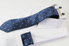 Mens Blue Dotted And Floral Matching Neck Tie, Pocket Square, Cuff Links And Tie Clip Set