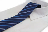 Mens Navy And Blue Striped 8cm Patterned Neck Tie