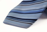 Mens Light Blue & Navy Striped 8cm Patterned Neck Tie