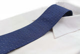 Mens Navy Cubed & Striped 8cm Patterned Neck Tie