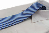 Mens Blue Striped 8cm Patterned Neck Tie