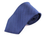 Mens Blue Black White 8cm Patterned Neck Tie