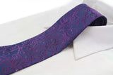 Mens Navy & Purple Swirl 8cm Patterned Neck Tie