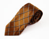 Mens Burnt Orange, Grey And Black Striped 8cm Patterned Neck Tie