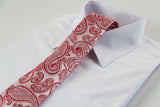 Mens Light Pink & Red Paisley Patterned 8cm Neck Tie