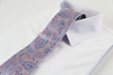 Mens Baby Pink & Baby Blue Paisley Patterned 8cm Neck Tie