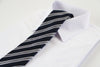 Mens Navy, Black, White & Grey Striped Patterned 8cm Neck Tie