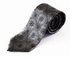 Mens Champagne, Grey & Blue Squares & Circles Patterned 8cm Neck Tie