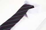 Mens Dark Purple Striped Patterned 8cm Neck Tie