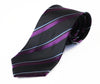 Mens Dark Purple Striped Patterned 8cm Neck Tie