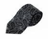 Mens Black & Silver Paisley Patterned 8cm Neck Tie