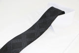 Mens Black Link Patterned 8cm Neck Tie