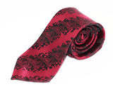Mens Dark Red & Dark Pink Reflecting Patterned 8cm Neck Tie