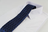 Mens Blue & Black Squares Patterend 8cm Neck Tie