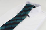 Mens Turquoise & Light Brown Rectangular Striped Patterned 8cm Neck Tie