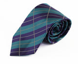 Mens Turquoise & Purple Rectangular Striped Patterned 8cm Neck Tie